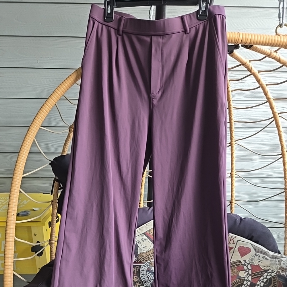 Halara Women's Wide Leg Pants Sz XL Tall Purple Flowy Loose Pleated Trouser. Nwt